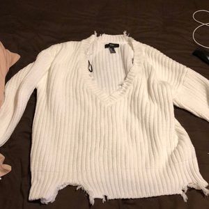Distressed White sweater